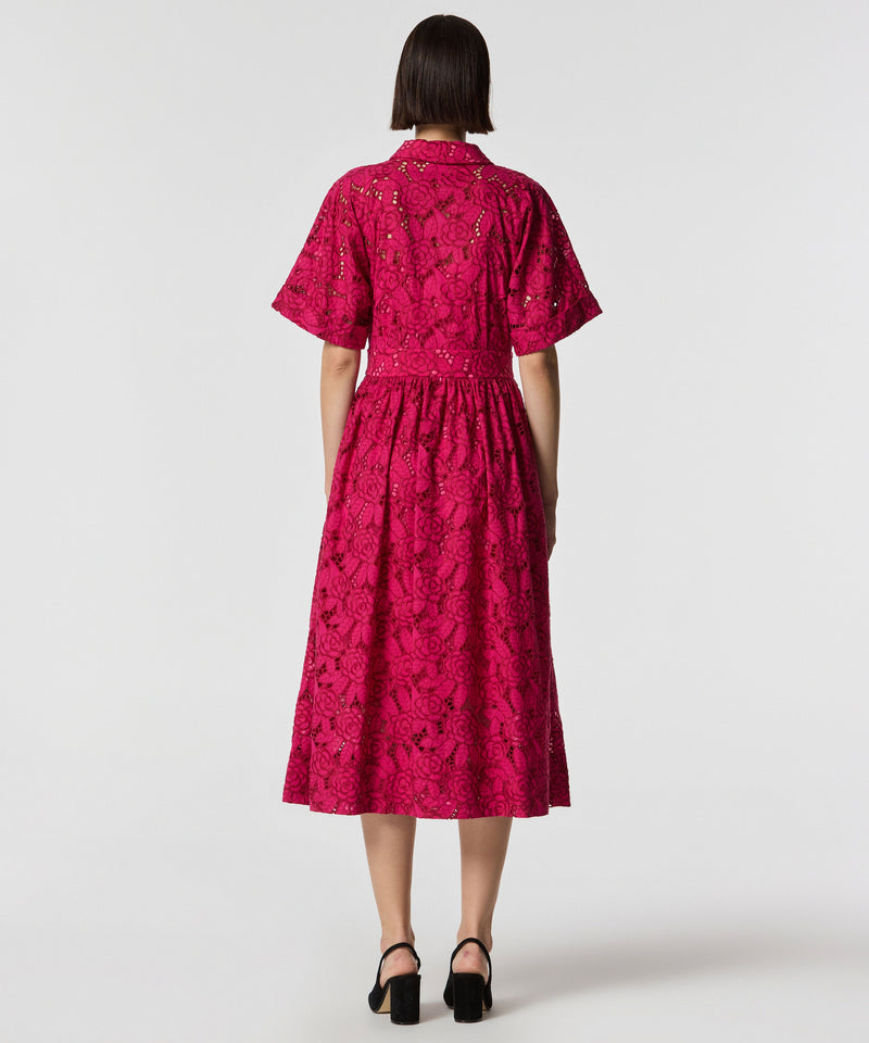 Machka Double-Breasted Scallop Dress Fuchsia