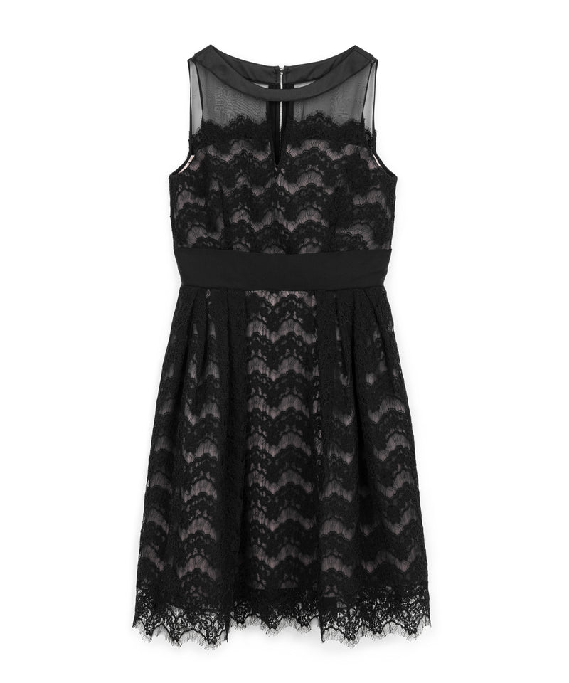 Machka Tulle Mix Lace Dress Black