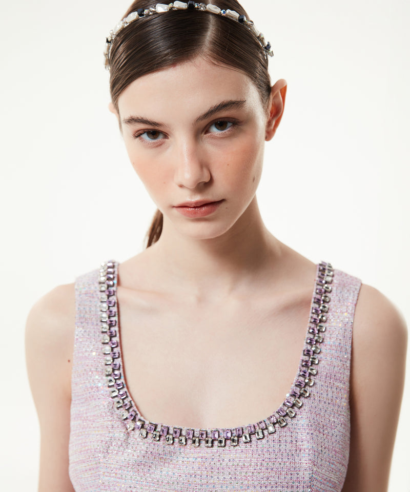 Machka Sequined Tweed Dress Lilac