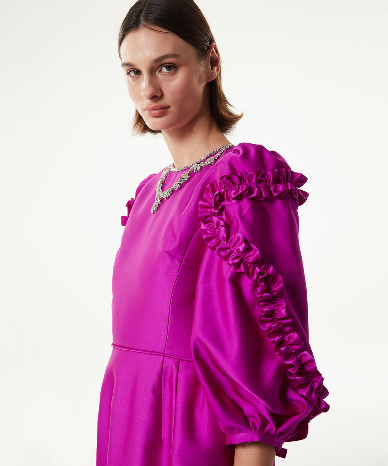 Machka Stone Embroidered Satin Duchess Dress Pink