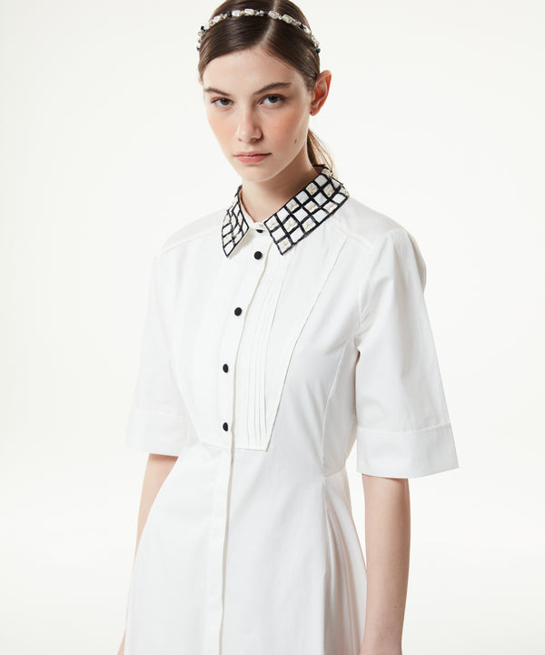 Machka Poplin Dress With Contrast Buttons White