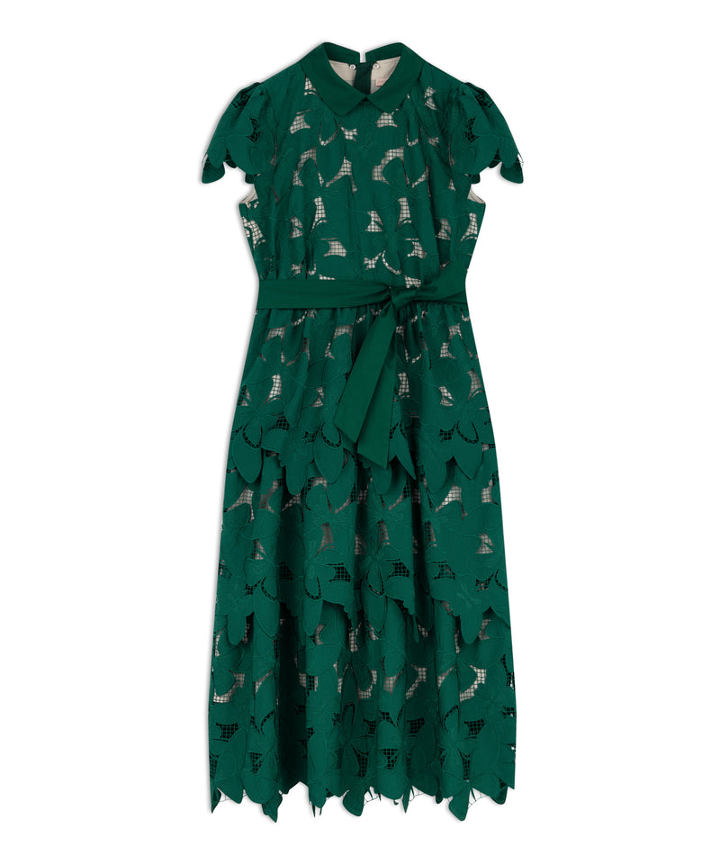 Machka Scallop Midi Dress Dark Green