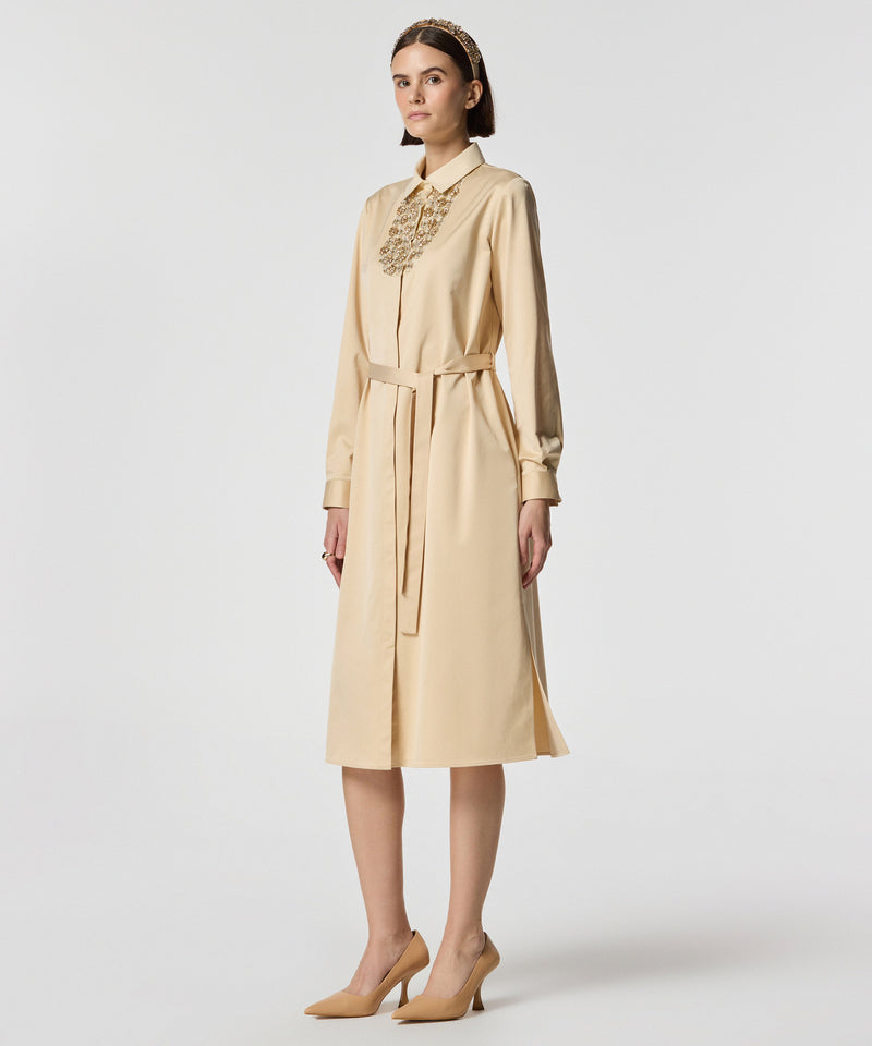 Machka Embroidered Shirt Dress Beige