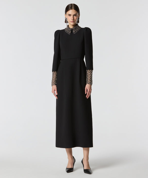 Machka Embroidered Midi Dress Black