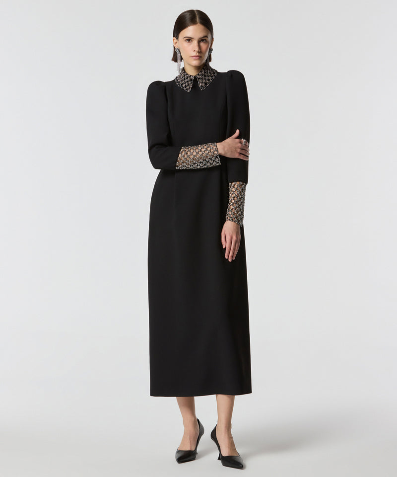 Machka Embroidered Midi Dress Black