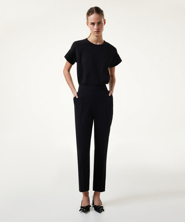 Machka Cigarette Fit Crepe Trousers Black