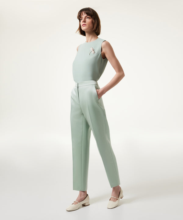 Machka Satin Duchess Cigarette Fit Trousers Nile