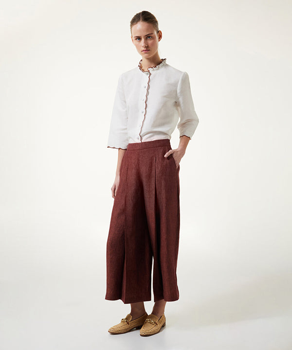 Machka Loose-Fit Linen Trousers Brick