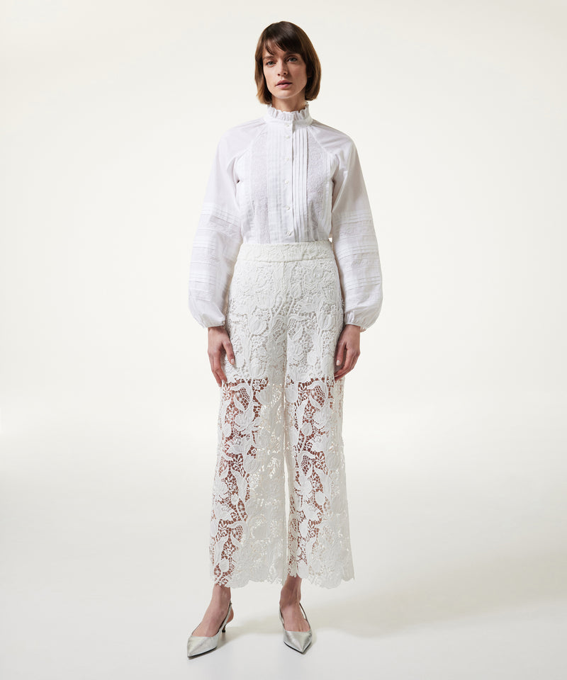 Machka Straight Fit Scallop Trousers White