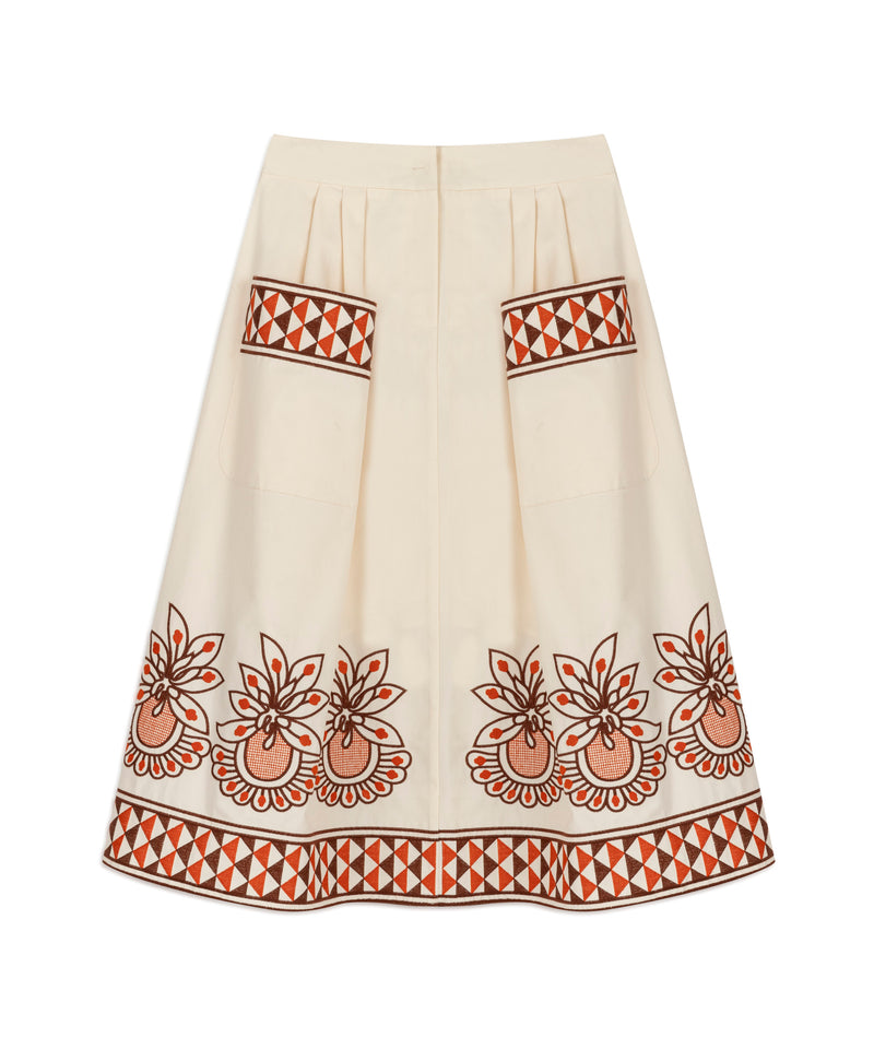 Machka Embroidered Bell Skirt Sand