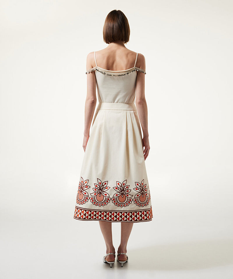 Machka Embroidered Bell Skirt Sand