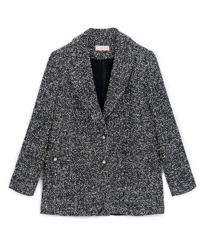 Machka Mono Collar Tweed Blazer Black