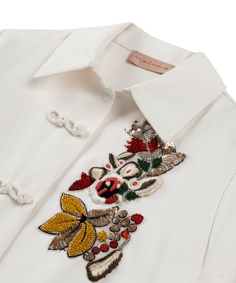 Machka Embroidered Shirt Jacket White