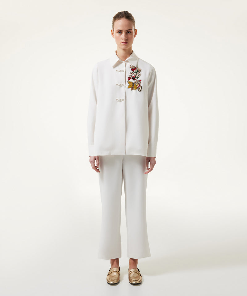 Machka Embroidered Shirt Jacket White