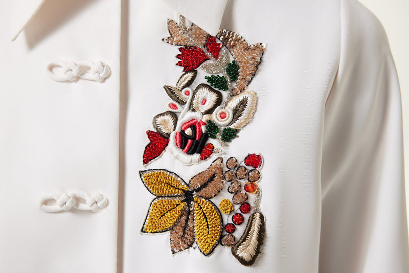 Machka Embroidered Shirt Jacket White