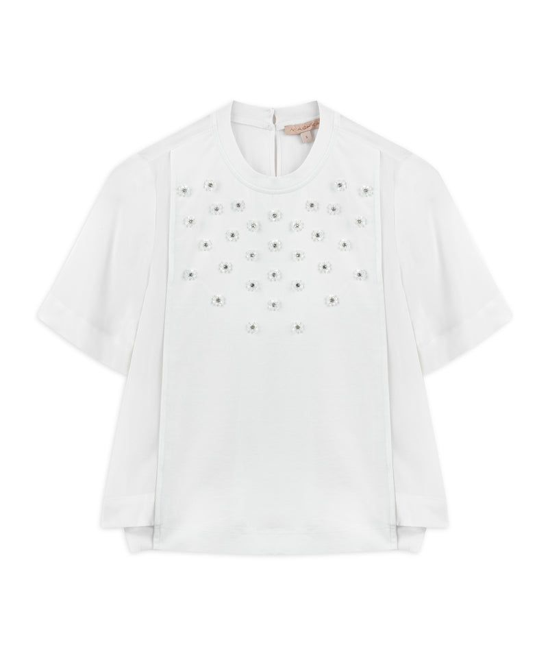 Machka High Collar Silk Blouse Off White