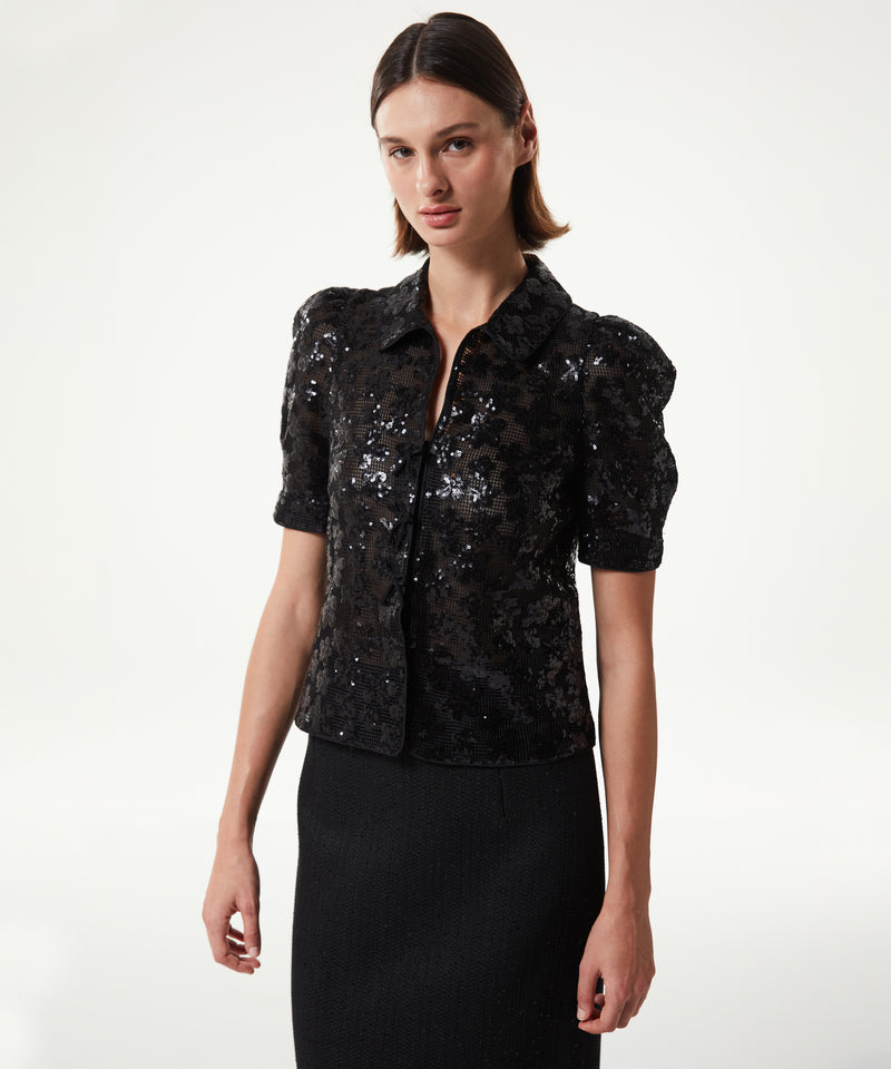 Machka Sequin Embroidered Blouse Black