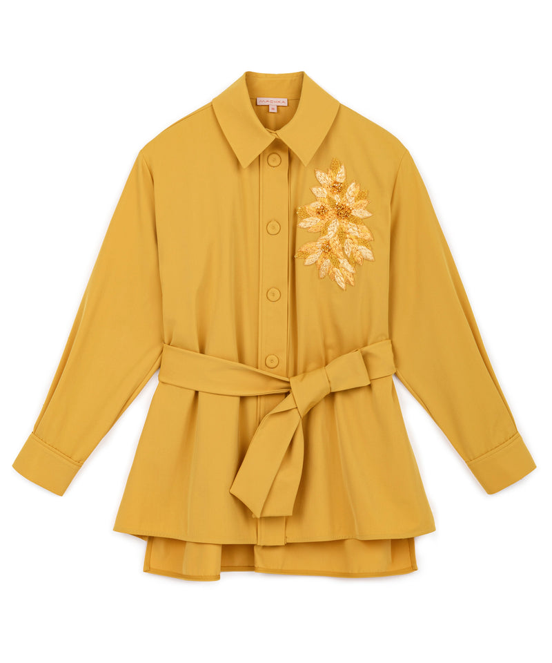 Machka Embroidered Shirt Collar Blouse Yellow