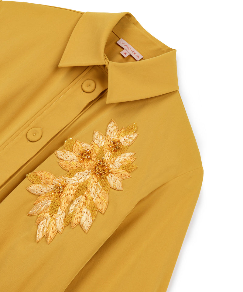 Machka Embroidered Shirt Collar Blouse Yellow