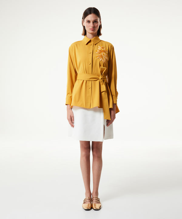 Machka Embroidered Shirt Collar Blouse Yellow