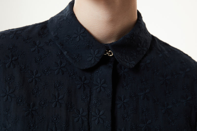 Machka Floral Embroidery Shirt Indigo