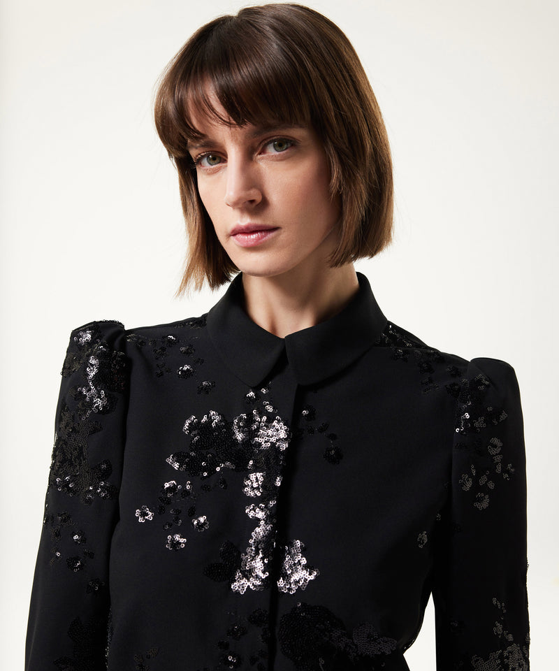 Machka Sequin Embroidered Shirt Black