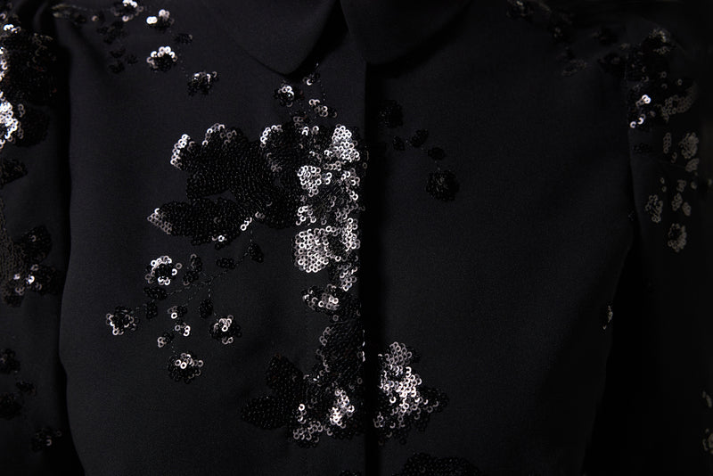 Machka Sequin Embroidered Shirt Black