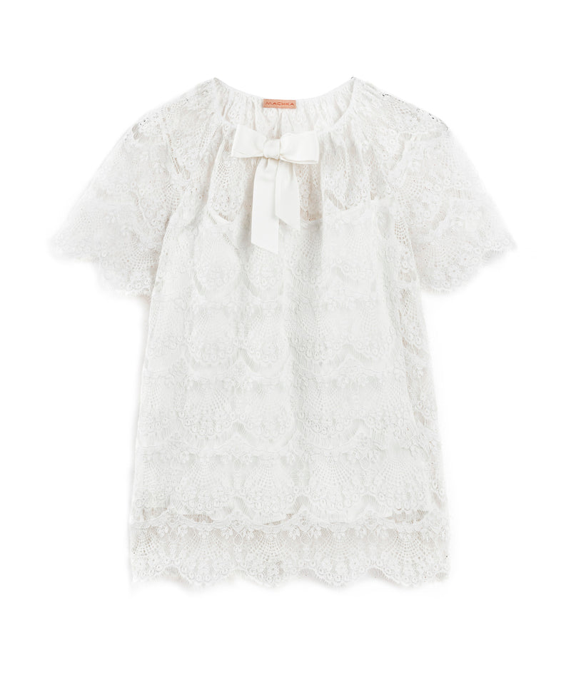 Machka Bow Lace Blouse Off White