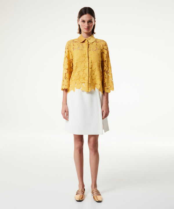 Machka Embroidered Satin Duchess Mix Shirt Yellow