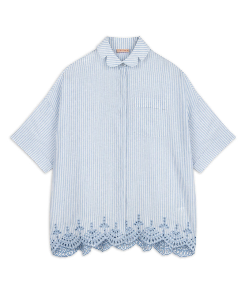 Machka Embroidered Line Pattern Shirt Light Blue