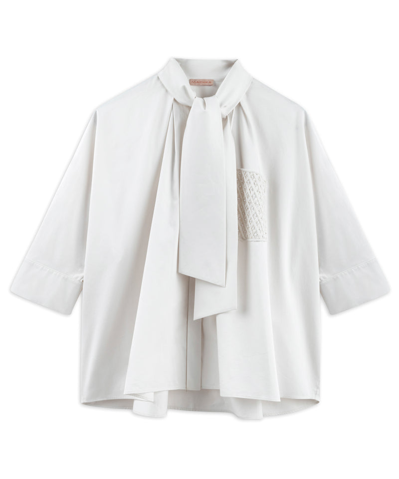 Machka Scarf Effect Embroidered Shirt Ecru