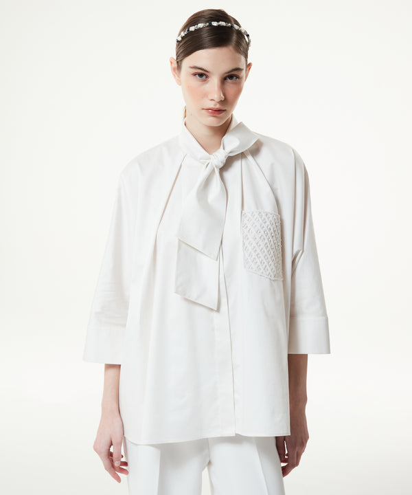 Machka Scarf Effect Embroidered Shirt Ecru