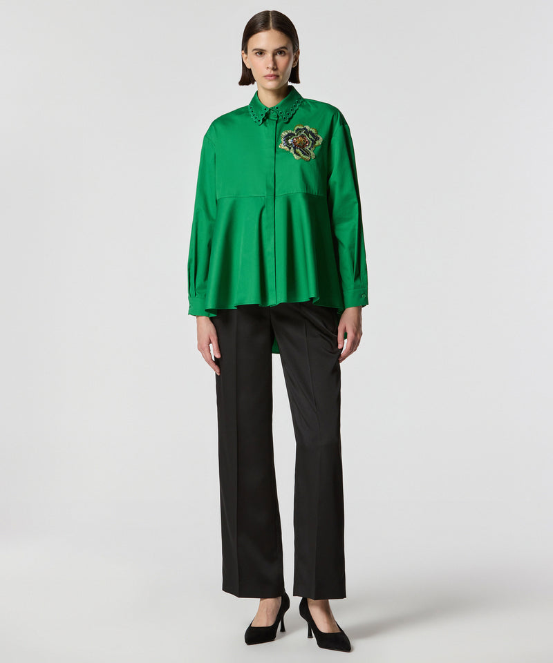 Machka Embroidered Poplin Shirt Green