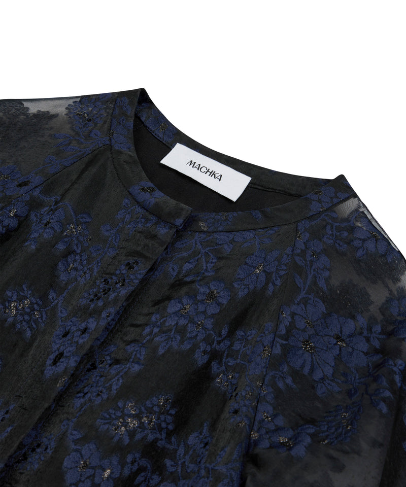 Machka Embroidered Judge Collar Dress Navy