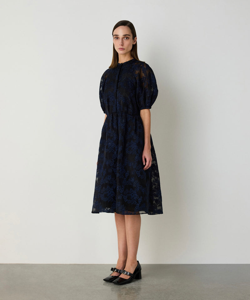 Machka Embroidered Judge Collar Dress Navy