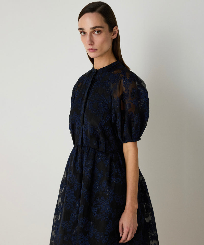 Machka Embroidered Judge Collar Dress Navy