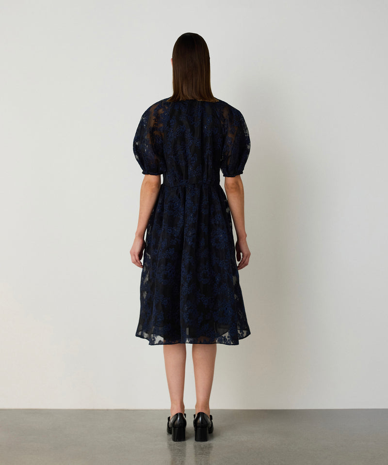 Machka Embroidered Judge Collar Dress Navy