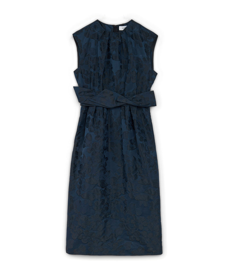 Machka Jacquard And Draped Dress Navy