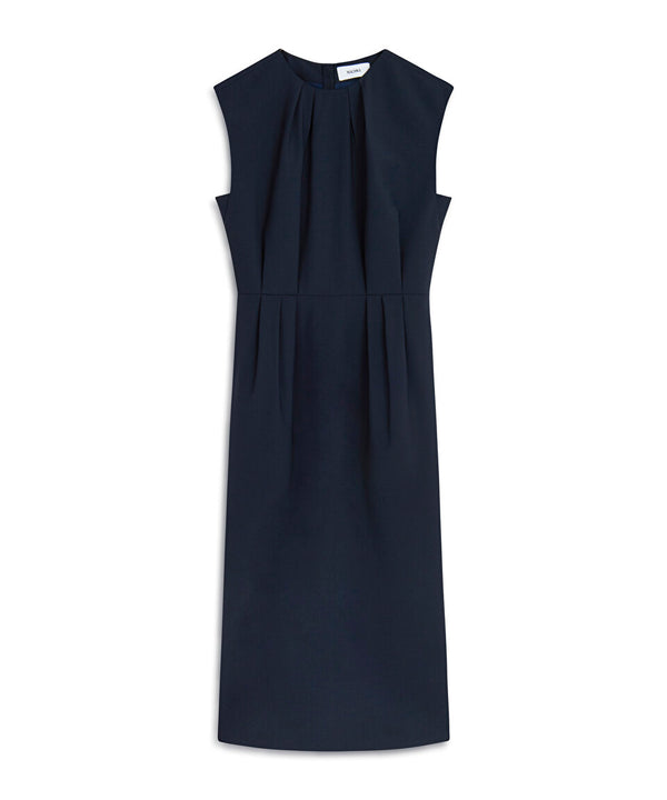 Machka Dress With Drape And Slit Details Navy