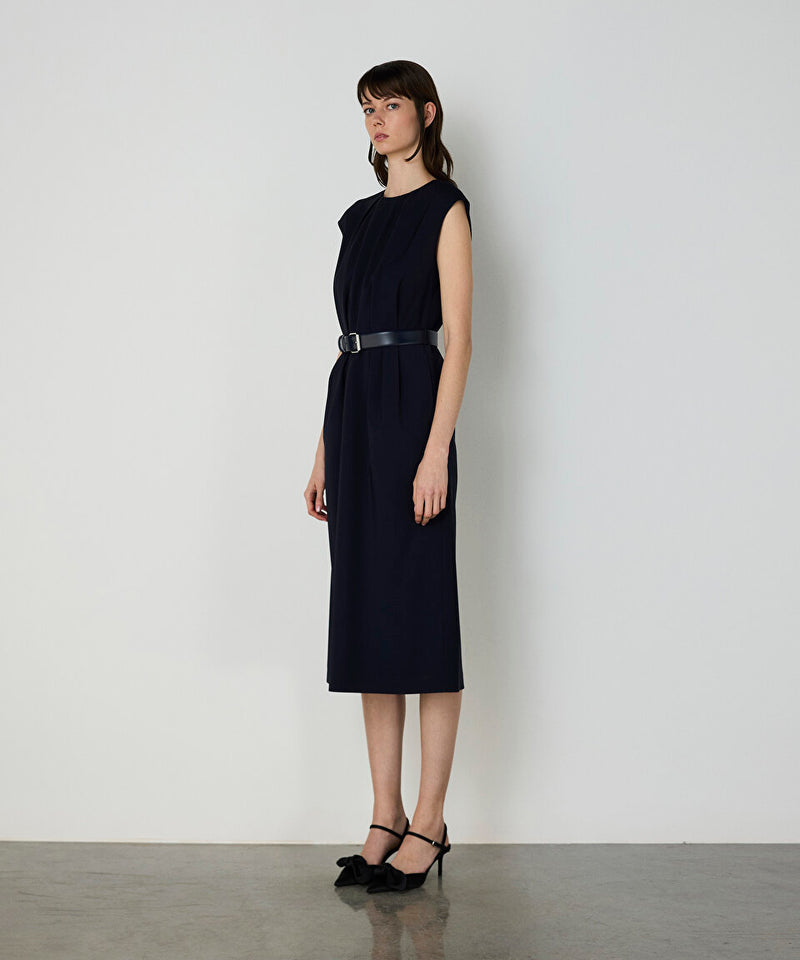 Machka Dress With Drape And Slit Details Navy