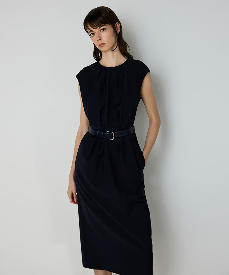 Machka Dress With Drape And Slit Details Navy