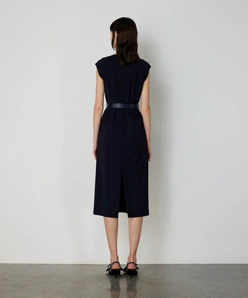 Machka Dress With Drape And Slit Details Navy