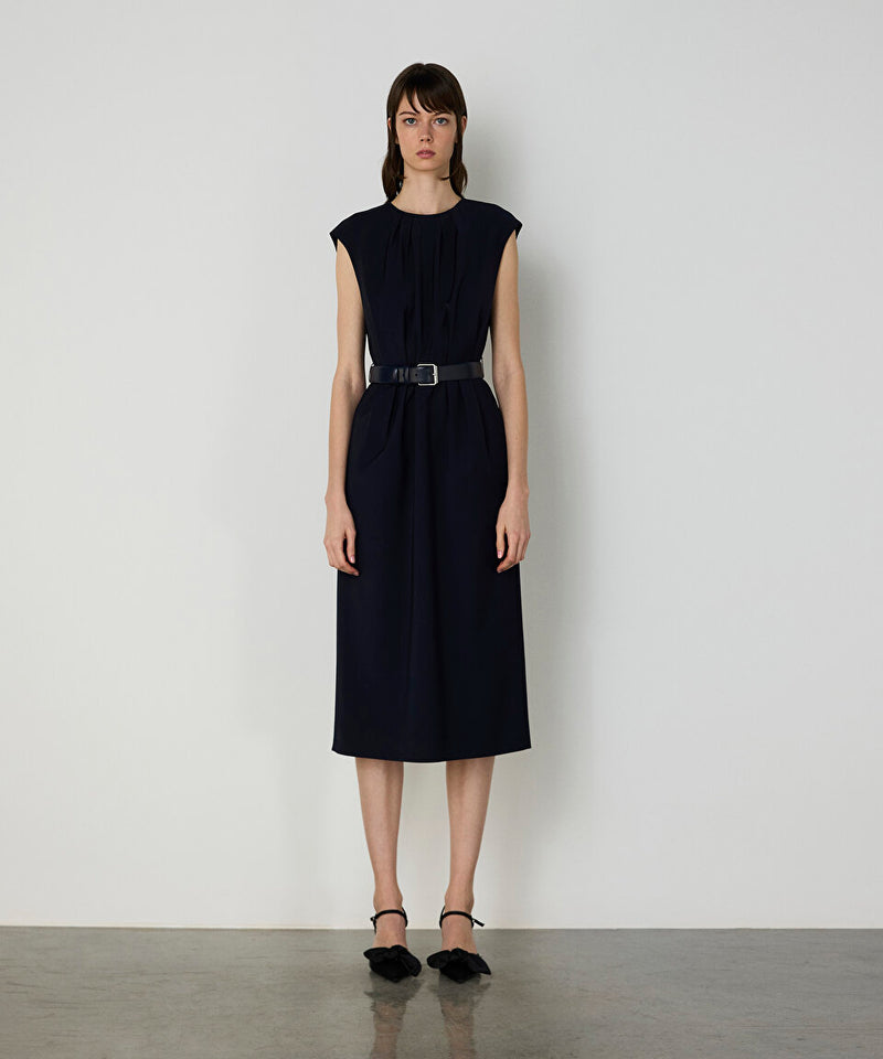 Machka Dress With Drape And Slit Details Navy