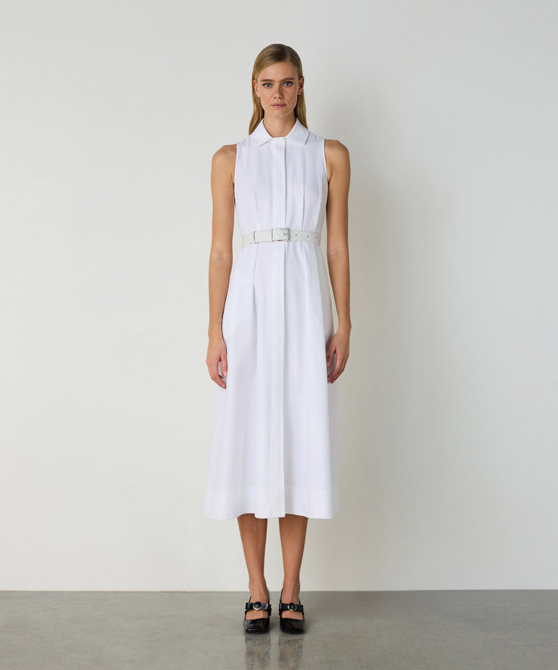 Machka Leather Belt Dress White