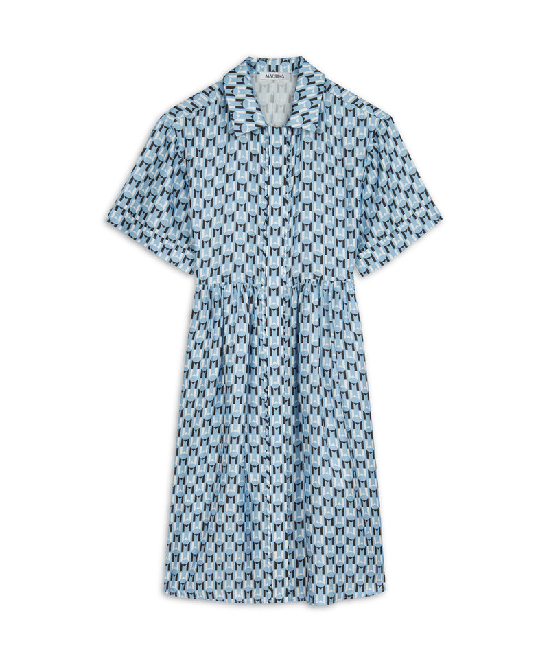 Machka Patterned Silk Dress Blue