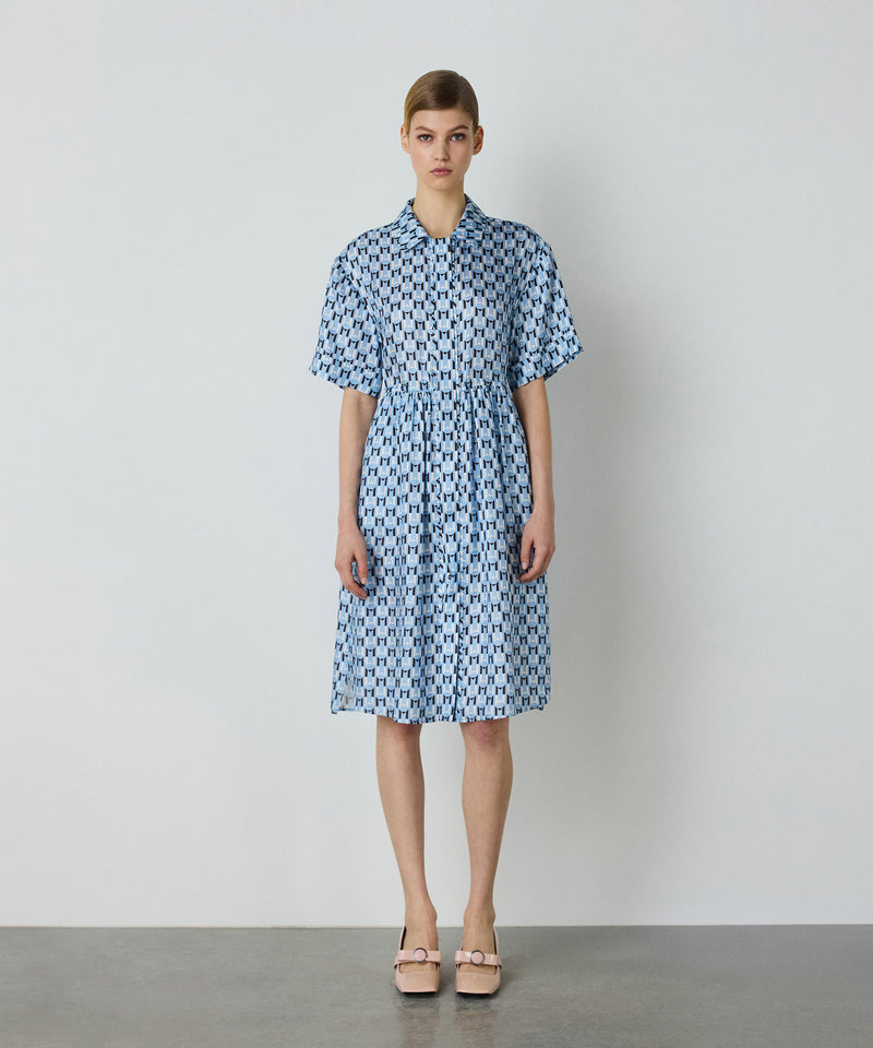 Machka Patterned Silk Dress Blue