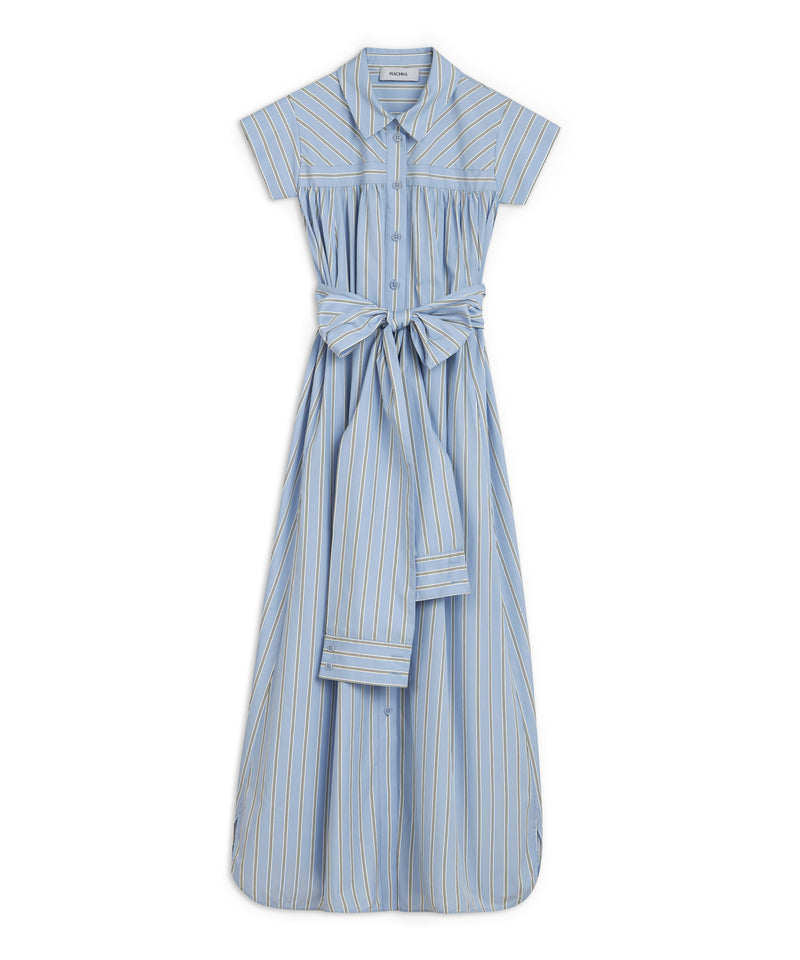 Machka Striped Poplin Dress Light Blue