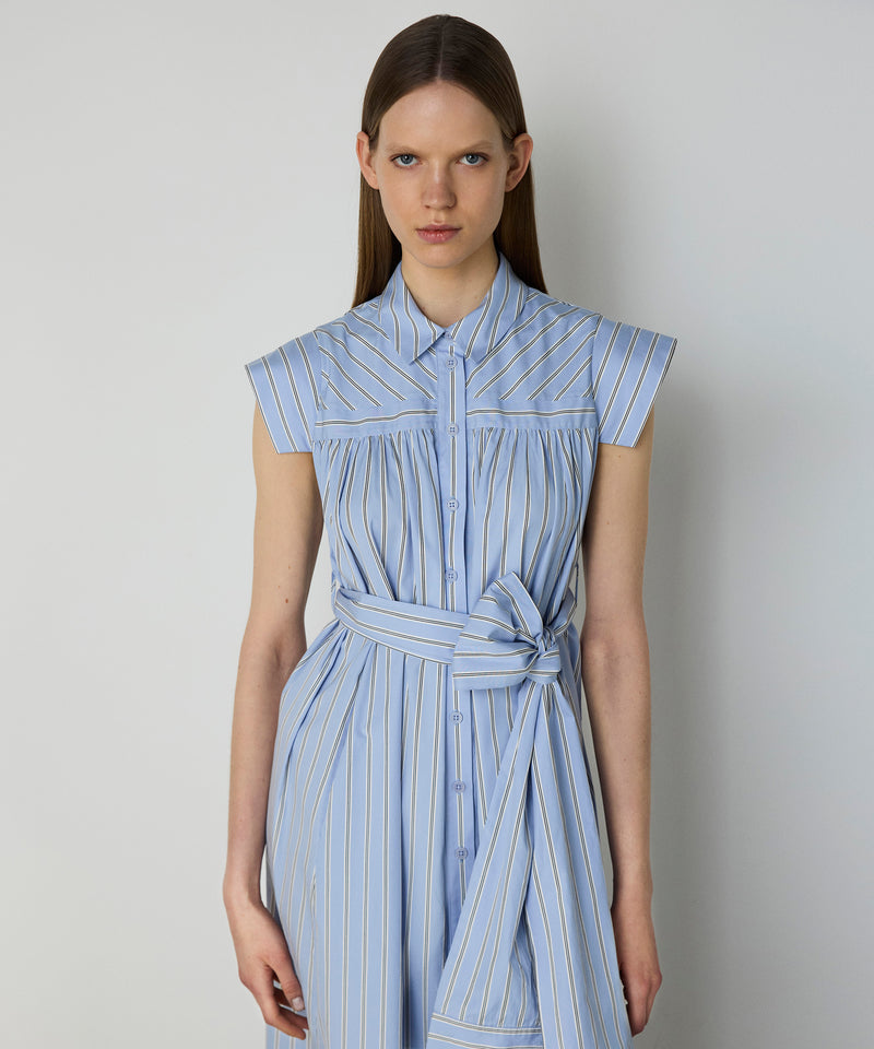 Machka Striped Poplin Dress Light Blue