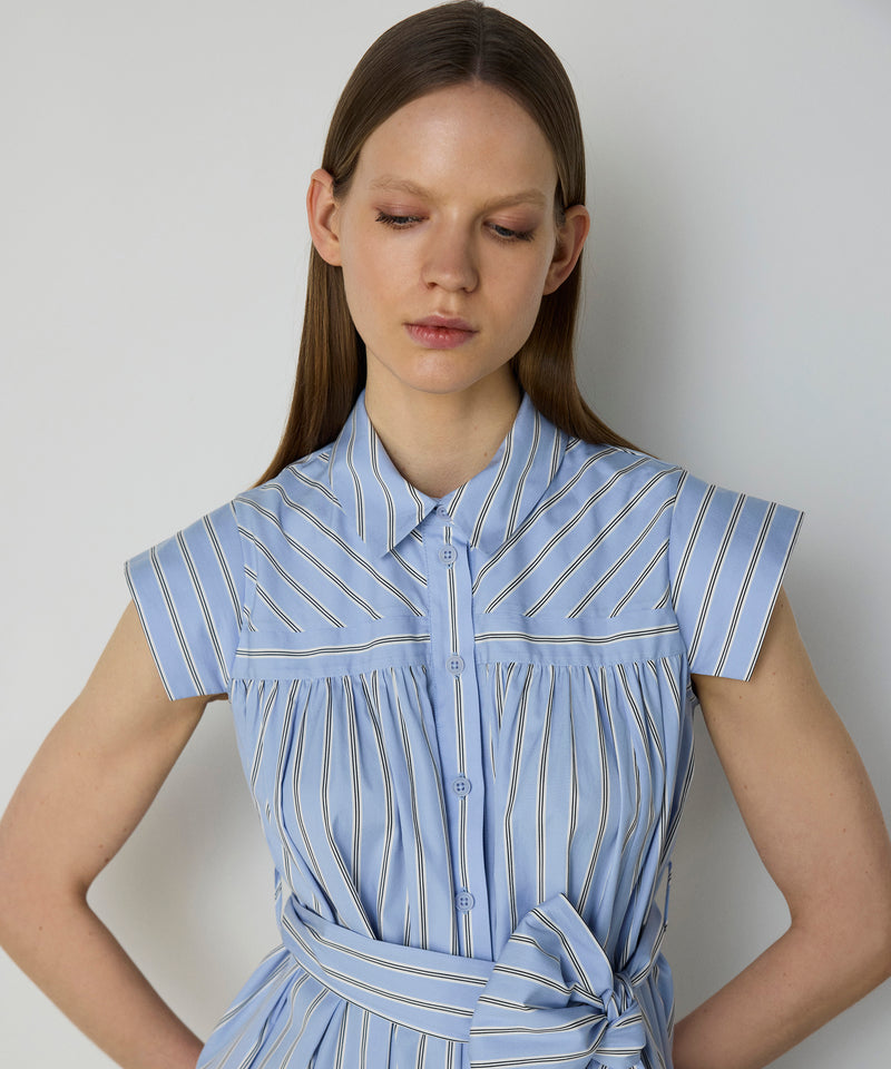 Machka Striped Poplin Dress Light Blue
