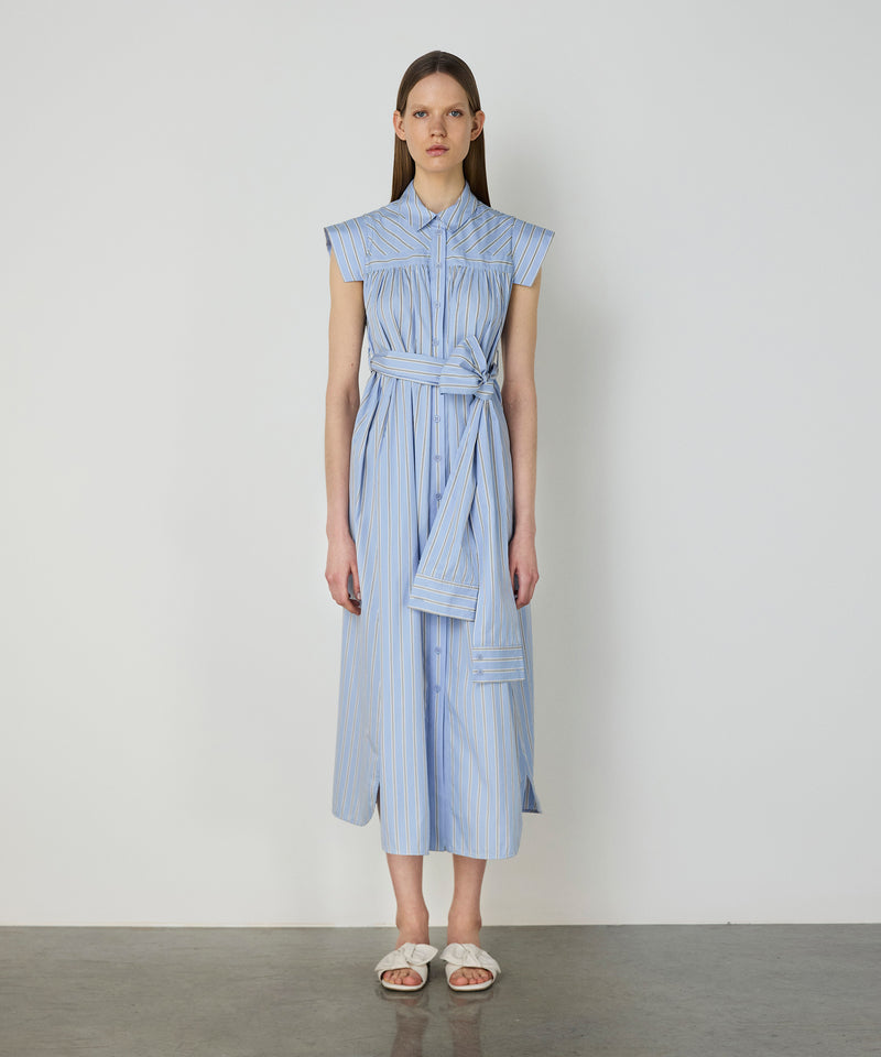 Machka Striped Poplin Dress Light Blue
